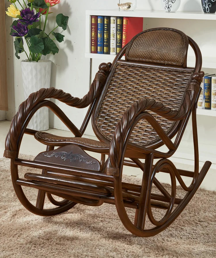 Rattan chair, rocking chair for the elderly, rocking chair for the lazy on the balcony, reclining chair, nap chair