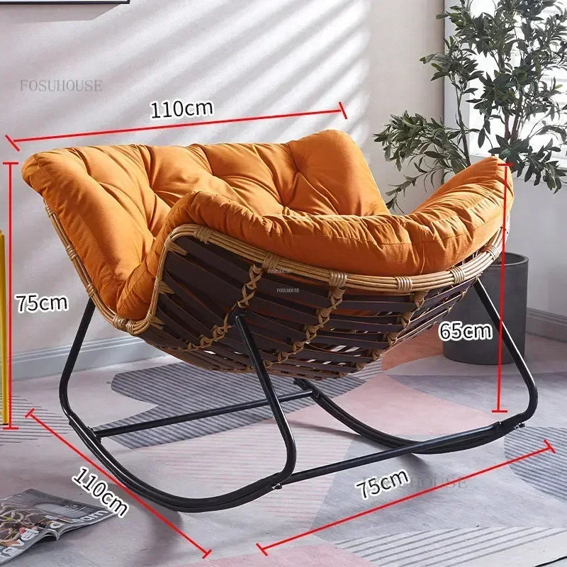 Nordic Lazy Living Room Chairs Home Balcony Rocking Chairs Reclining Sofas Rattan Sofa Leisure Rocking Chair Home Furniture