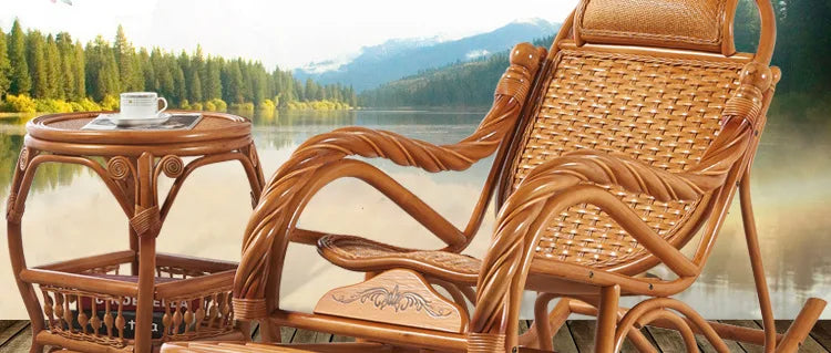 Rattan chair, rocking chair for the elderly, rocking chair for the lazy on the balcony, reclining chair, nap chair