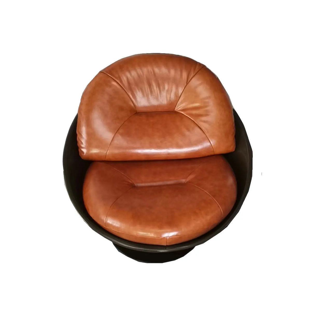 #Italian Luxury Faux Leather Swivel Accent Arm Chair Living Room Fiberglass Round Ball Shaped Lazy Lounge Chair for Hotel Villa
