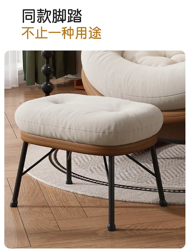 Cozy Button Tufted Rocking Leisure Chair, Curved Wrap-around Chenille Padded Single Recliner Sofa Chair With Wooden Rocking