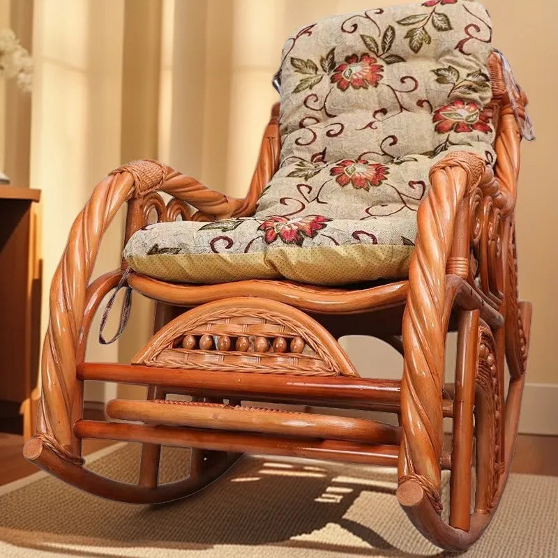 Balcony Siesta Elderly Natural Rattan Chair Rocking Chair Leisure Easy Chair Household