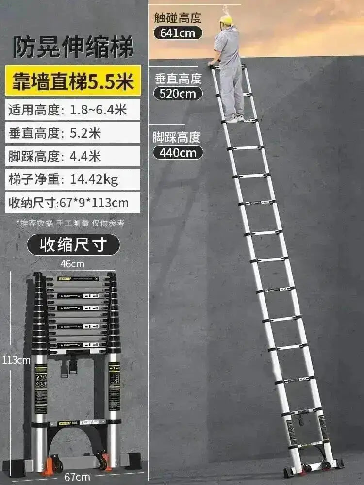 Engineering Multifunctional Aluminum Ladder Step Alloy Stools Home Folding Telescopic Ladder Portable Thick Herringbone Stairs