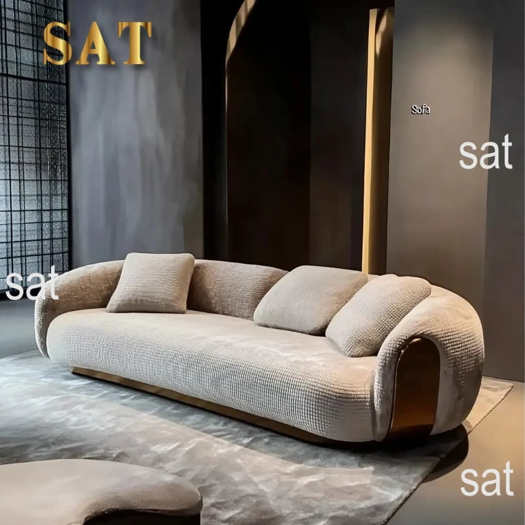 yi-Modern Rectangular Wood Frame 2 Seat Sofa for Living Room and Villa Hotel Lobby Office Reception Big Couch#