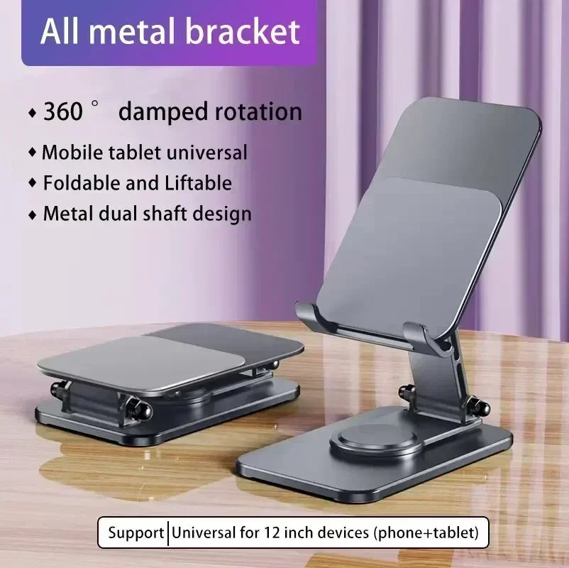 360° Rotation Metal Phone Holder Portable Foldable Desktop Tablet Stand For iPhone Samsung Xiaomi iPad Air Cellphone Bracket