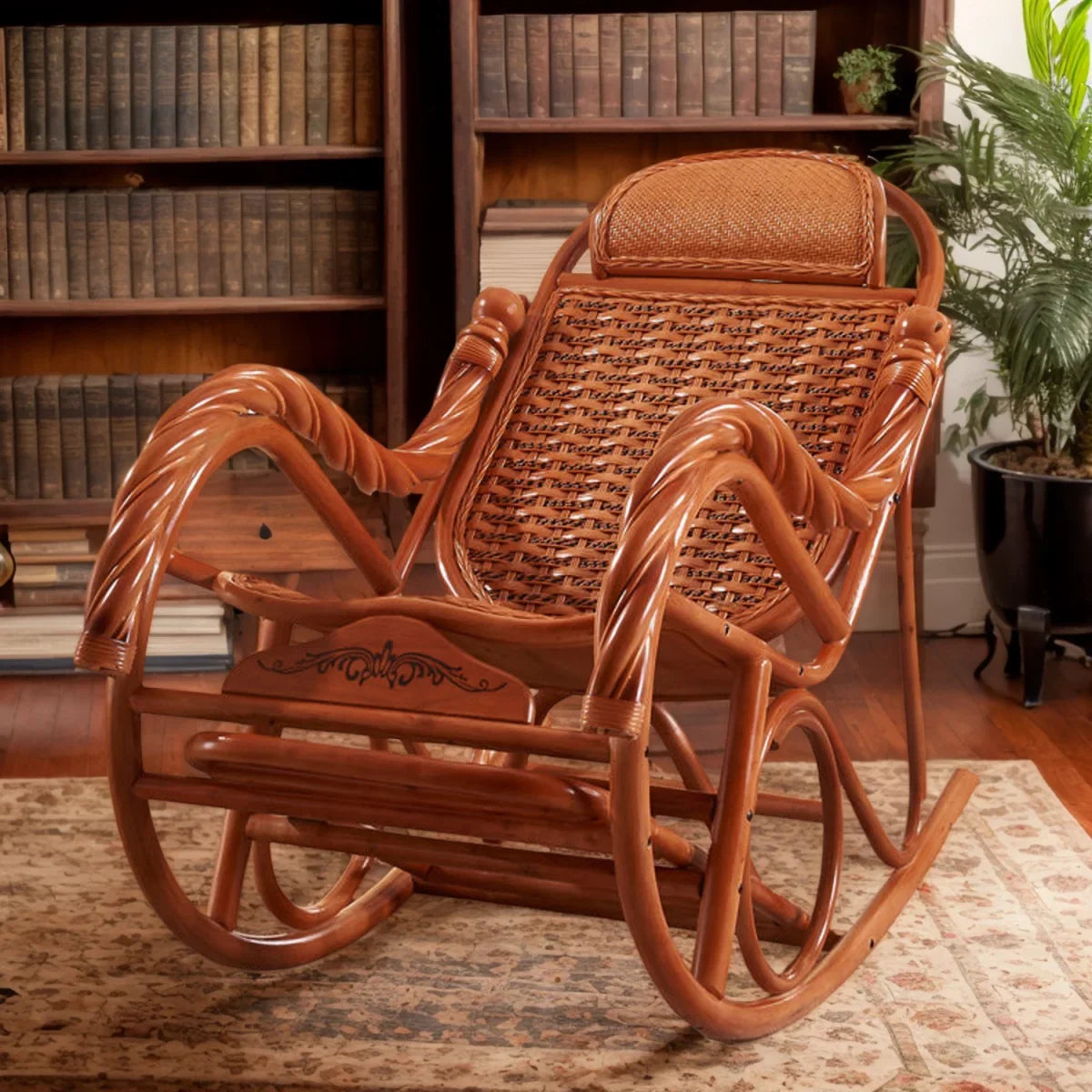 Rattan chair natural Indonesian real rattan rocking chair adult rocking recliner leisure home balcony rattan elderly carefree na