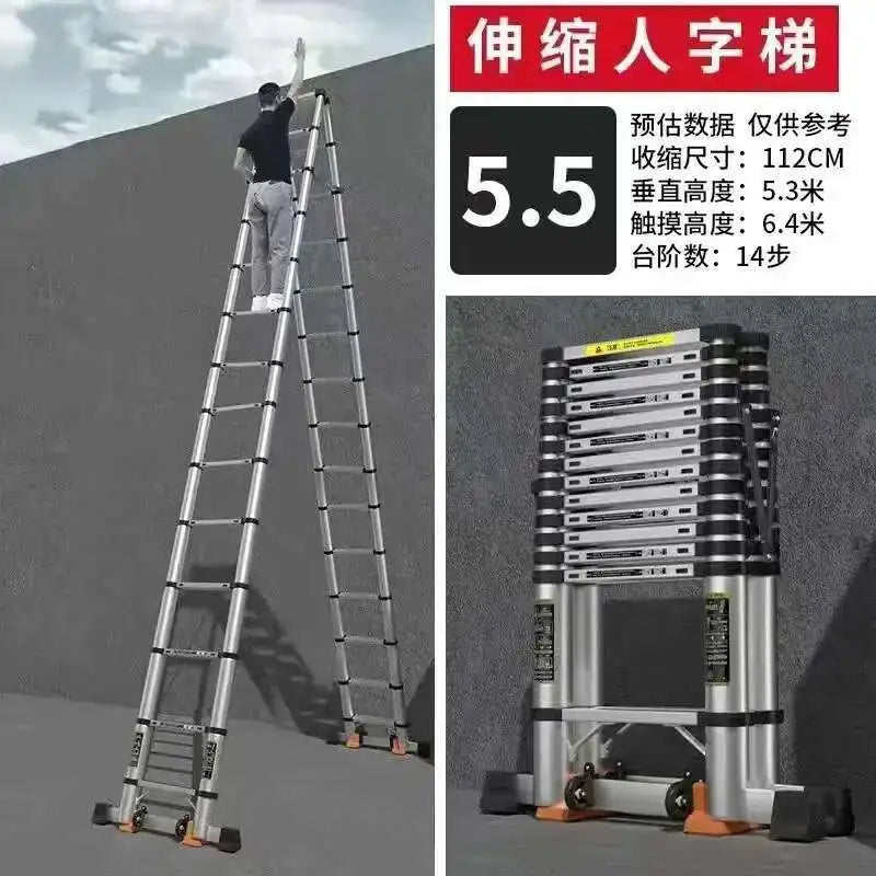 Alloy Telescopic Step Ladder Multi-functional Lifting Engineering Stairs Thickened Herringbone Ladders Folding Stairs