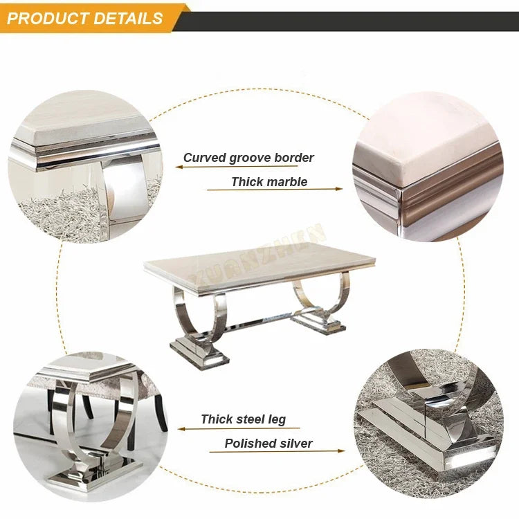 2026 Hot Sale Dining Table and 6 Chairs Set for Modern Home Grey High-End Marble Dining Table Set