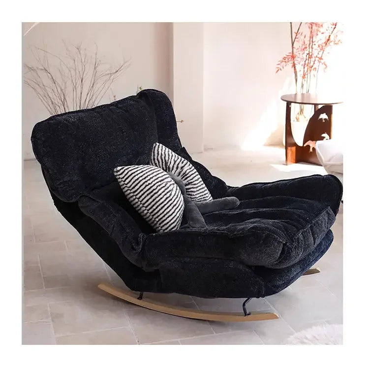 Adjustable Rocking Single Lazy Sofa Recliner Chair, High Comfort Leisure Lounge Sofa Chair for Balcony Bedroom Indoor Reading