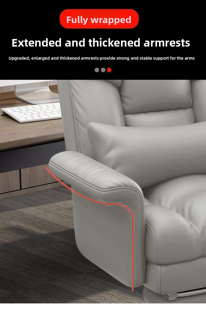 Executive Leather Office Chair Ergonomic Comfort Reclining Desk Chair for Home Workstations Full Backlift Adjustable Furniture