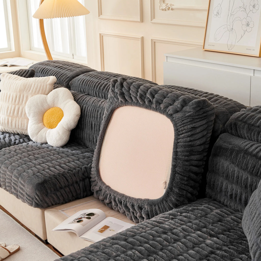 Couch Cushion Covers Individual Large Stretch Imitation Fur Sofa Cushion Covers, Couch Seat Covers Couch Slipcovers