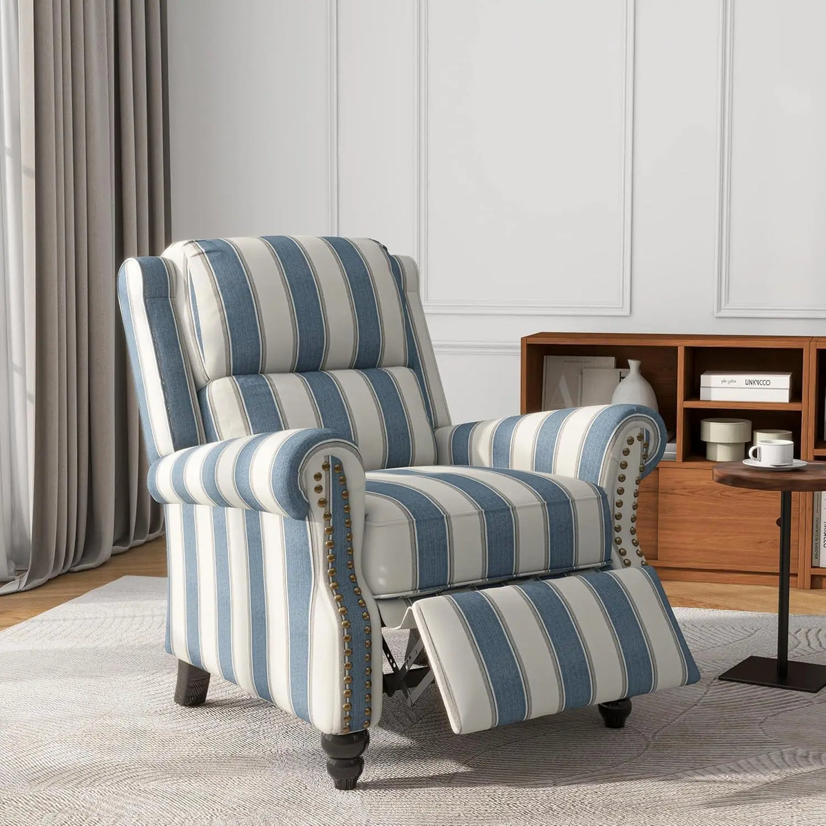 (Local US Inventory)Green Fabric Overstuffed Pushback Recliner Chair for Living Room Comfort Local US Inven