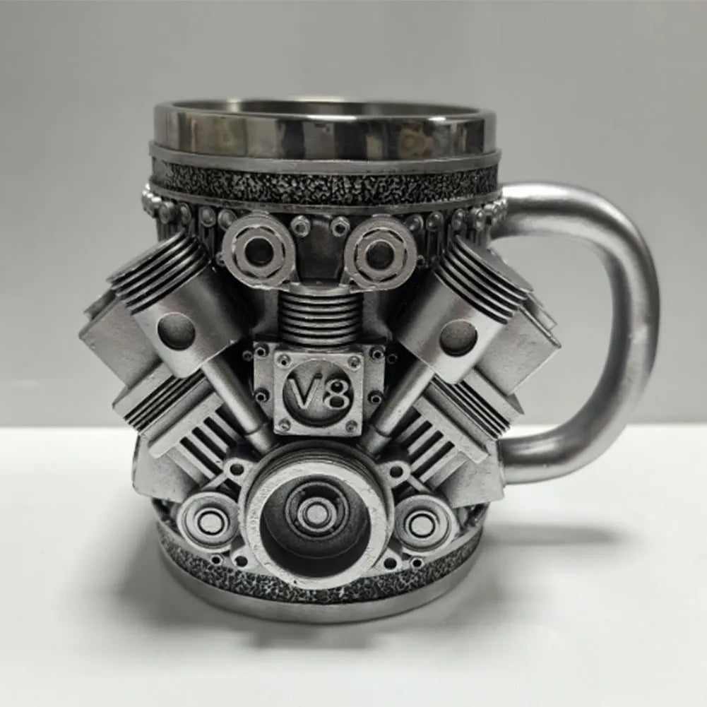 Unique Car Engine Coffee Cup Stainless Steel Cocktail Mug Tea Cup for Car Enthusiasts
