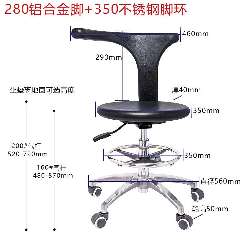 Professional Dental Stool Adjustable Rolling Chair for Clinic Doctor Nurse Assistant Lab Use