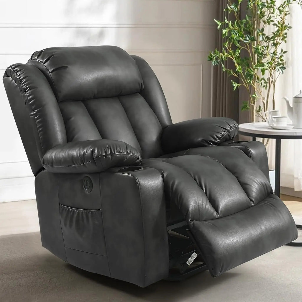 PARKOL Power Lift Recliner Chair for Elderly & Seniors, Breathable Leather Electric Recliner with Vibration Massage & Lumbar