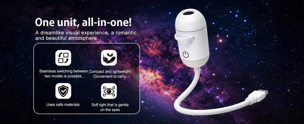 360° Flexible Galaxy Star Projector Ambient Light 30-in-1 Planetarium Night Light USB LED Ceiling Lamp for Bedroom Home Decor