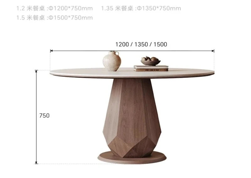 Dining Table Household Rock Simple Apartment Wood Round  Home Furniture