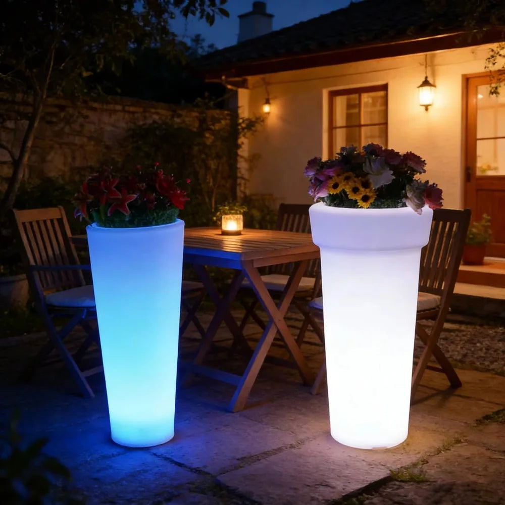 Family Style Smart Rechargeable LED Lighting Large Plants Plastic Plant Pots Modern Garden Illuminating Garden Flower Pot