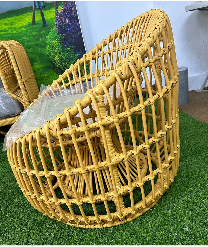 Outdoor rattan sofa coffee table combination courtyard garden terrace casual woven rattan chair outdoor waterproof and sunscreen