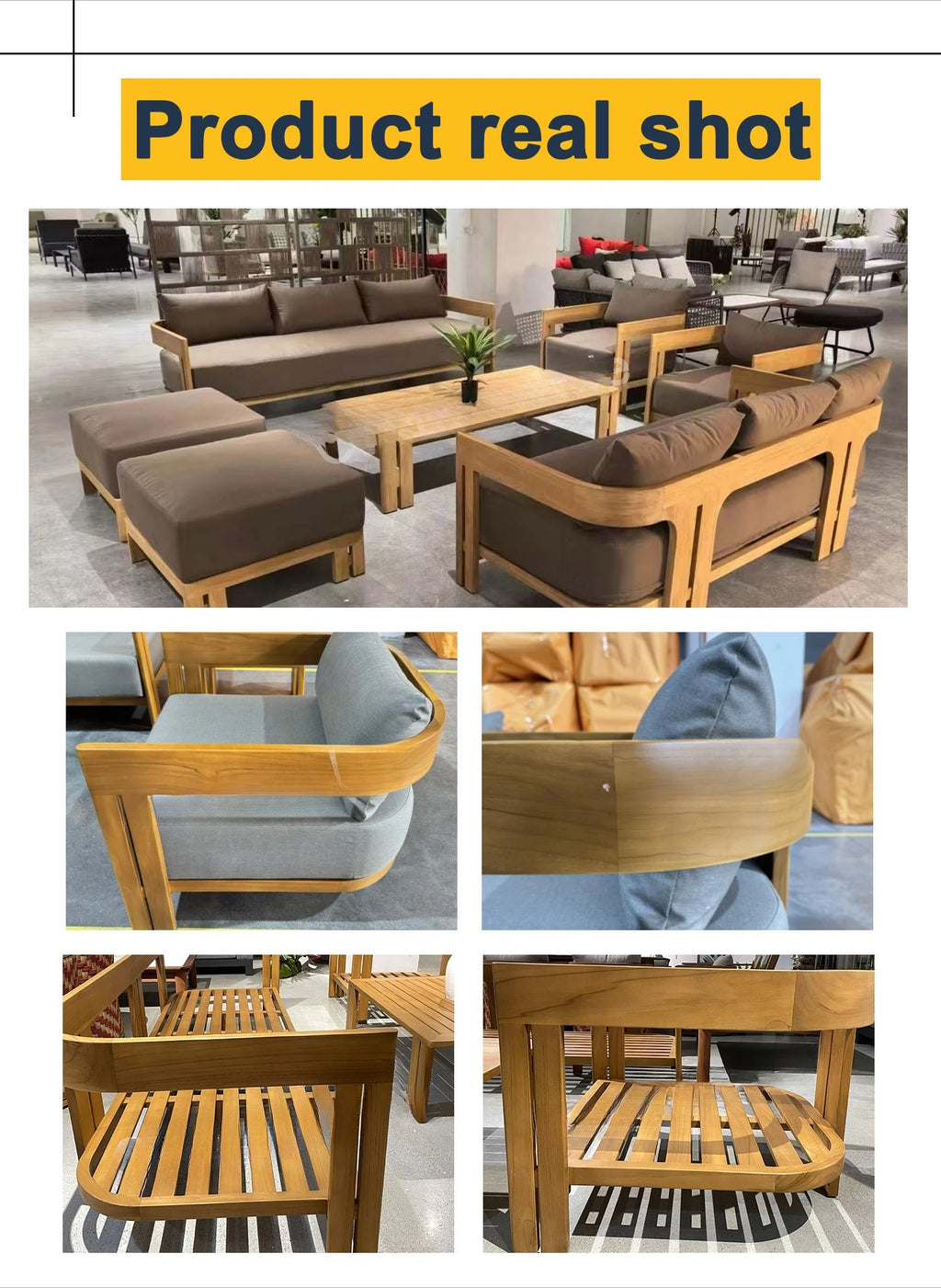 High End Modern Teak Outdoor Sofa Set Modular Luxury Solid Wood Furniture For Residential Patio Garden Relaxation Area