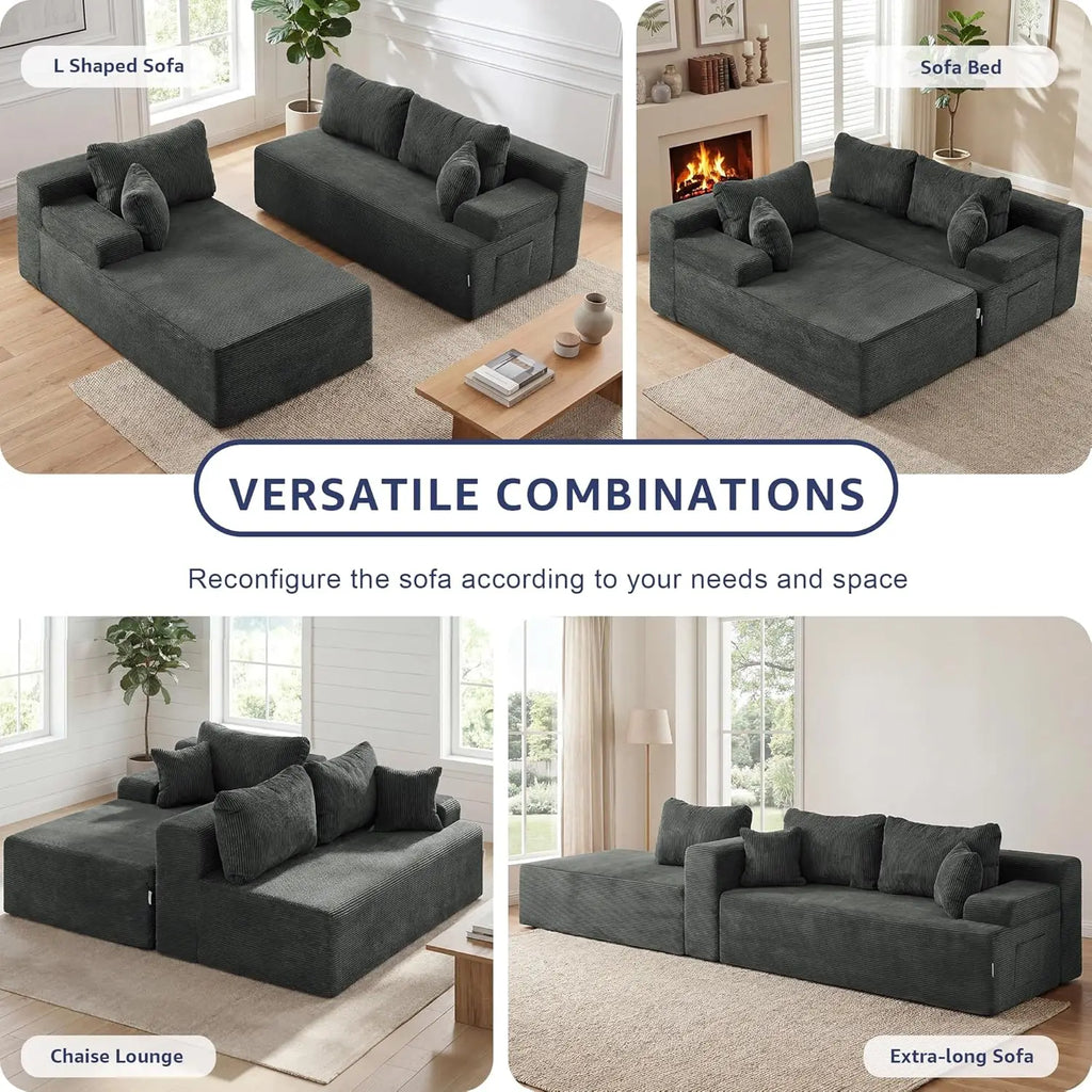 Modular Sectional Sofa Couches L-Shape Couch 3 Seat Modular Sofa Memory Foam Sectional Couches for Living Room,, Customized