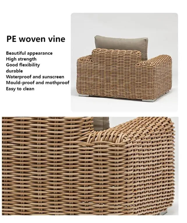 Modern Outdoor Leisure Comfortable Weaving Woven Rattan Sofa