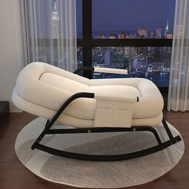 Cozy Home Rocking Chair Balcony Leisure Lounge Chair for Adults, Ergonomic Lazy Rocker for Living Room Relaxation Lunch Breaks