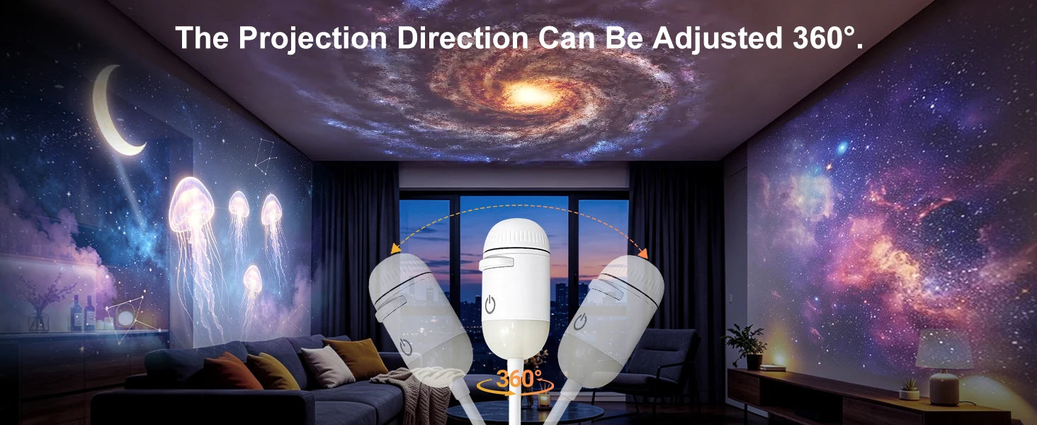 Salange 2-in-1 USB Galaxy Projector Night Light Starry Sky Projetors Lamp Manual Focus For Holiday Atmosphere/Photo Scenarios