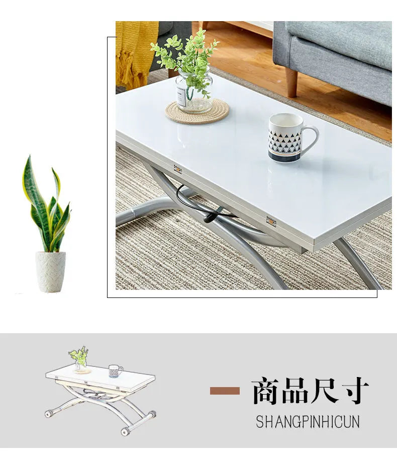 YFY  Activity Coffee Table Dining Table Integrated Small Apartment Folding Lifting Dual-use Movable with Wheels Two-in-One