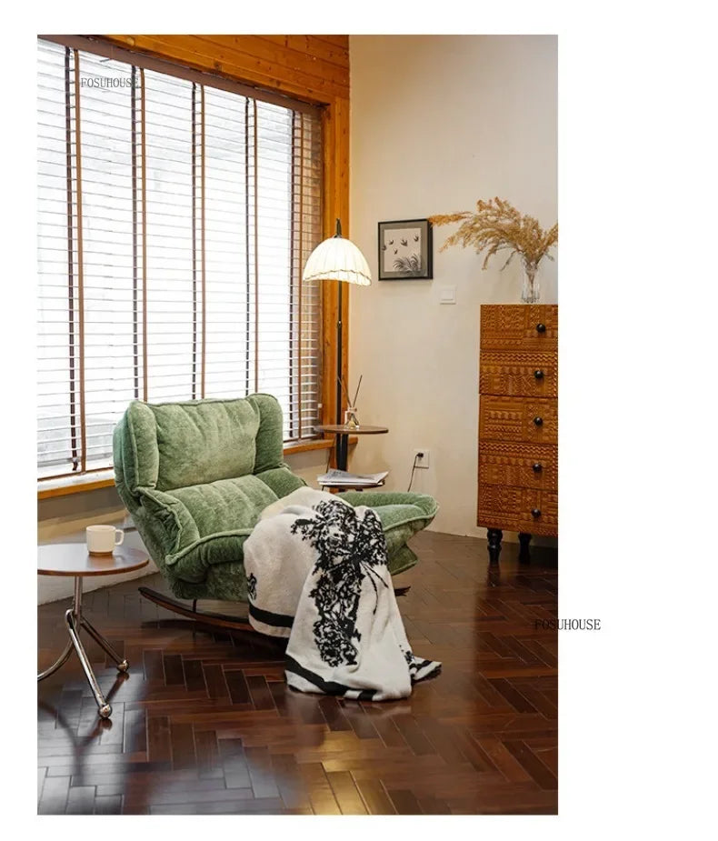 Foldable Recliner Chaise Lounge Chair with Adjustable Seat Single Sofa for Balcony Home Living Room Resting Comfortable