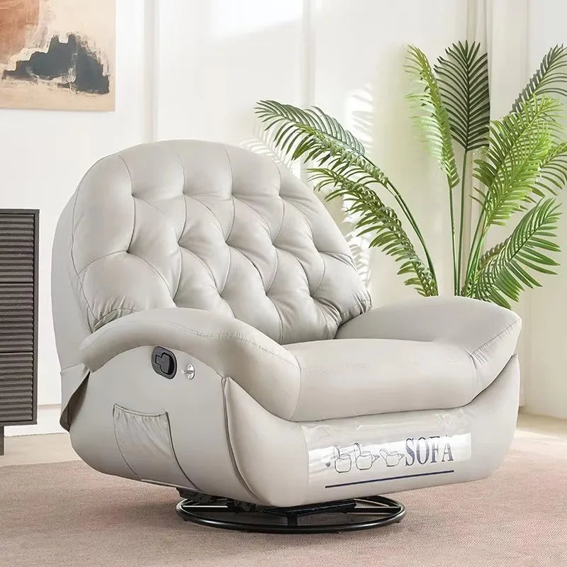 Modern Single Sofa Chair Multifunctional Sleepable Reclining Lazy Sofa Chair Rocking Lying Extendable for Home Living Room