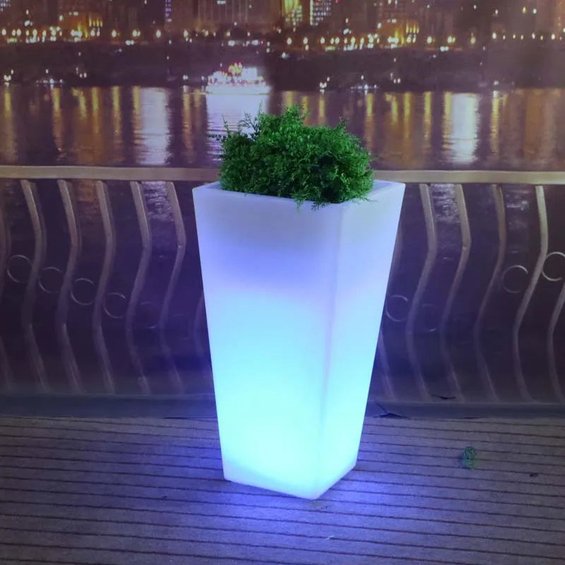Glowing Light Outdoor Led Illuminated White Waterproof Flower Plant Pots Home Furniture Pot Changing Garden Led Flower