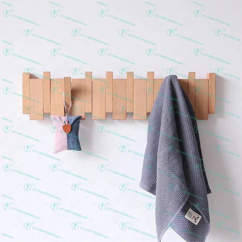 Clothes hook,  solid wood row hook, creative piano key entry, door entry wall, wooden coat rack