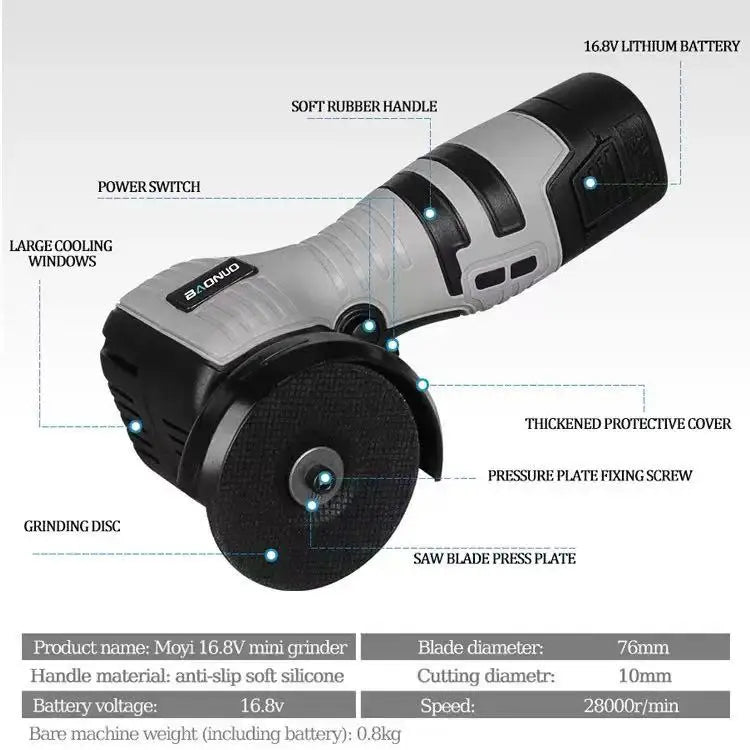 Angle Grinder High Quality Grinding Tool Cordless Polishing Machine Diamond Cut Grinder Electric Tool