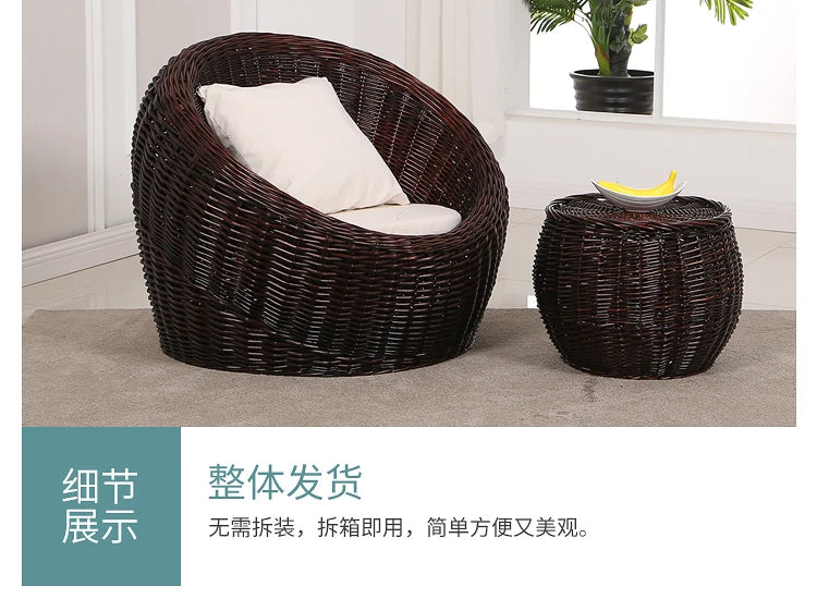 Rattan Wicker Sofa Chair for Indoor Outdoor Use Tatami Balcony Bedroom Living Room Decor Casual Single Double Triple Seating