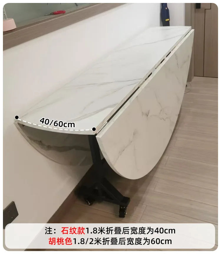 Folding Round Table for Home Rental Small Apartment Movable Folding Dining Table Large Round Table with Turntable