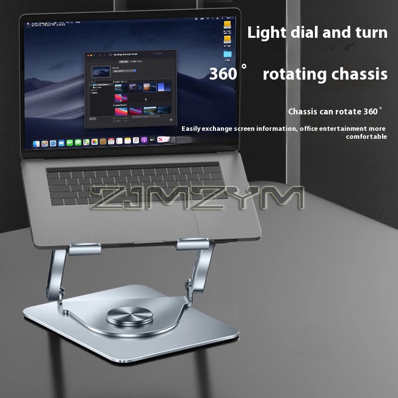 Desktop Laptop Stand 360° Rotatable Metal Tablet Cooling Stand with Folding Fan Radiator Support Lift Anti-skid