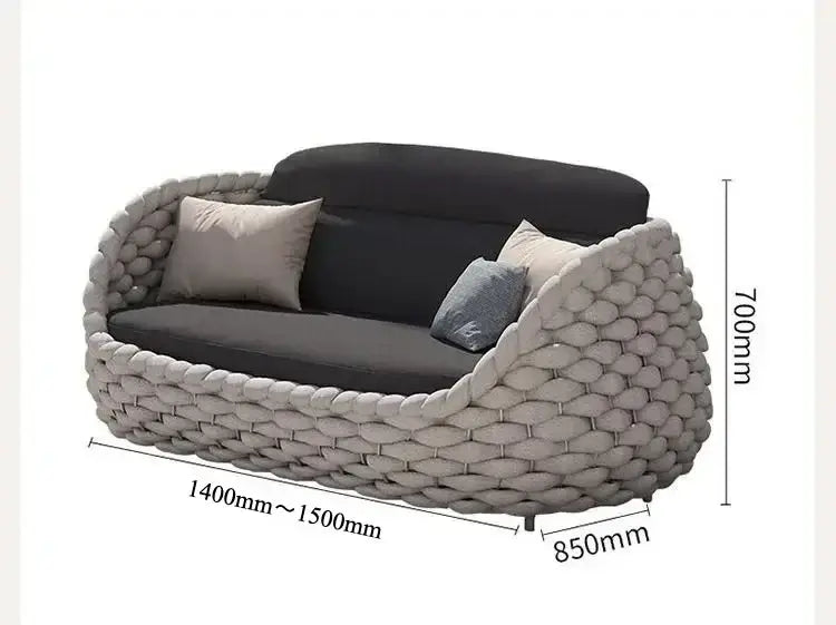 All-Weather Rattan Outdoor Sofa Set or Villa Balcony Living Room Leisure Terrace Furniture fCourtyard Combination Double Chair