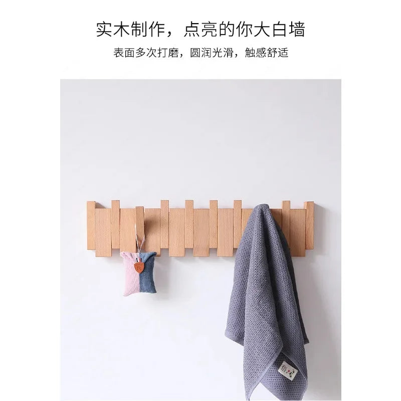Clothes hook,  solid wood row hook, creative piano key entry, door entry wall, wooden coat rack