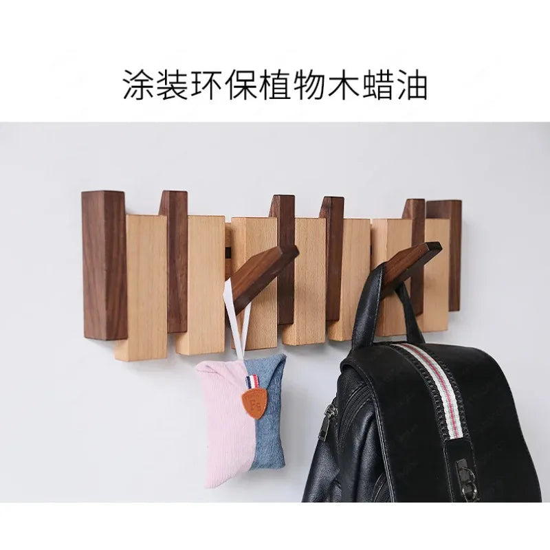 Clothes hook,  solid wood row hook, creative piano key entry, door entry wall, wooden coat rack