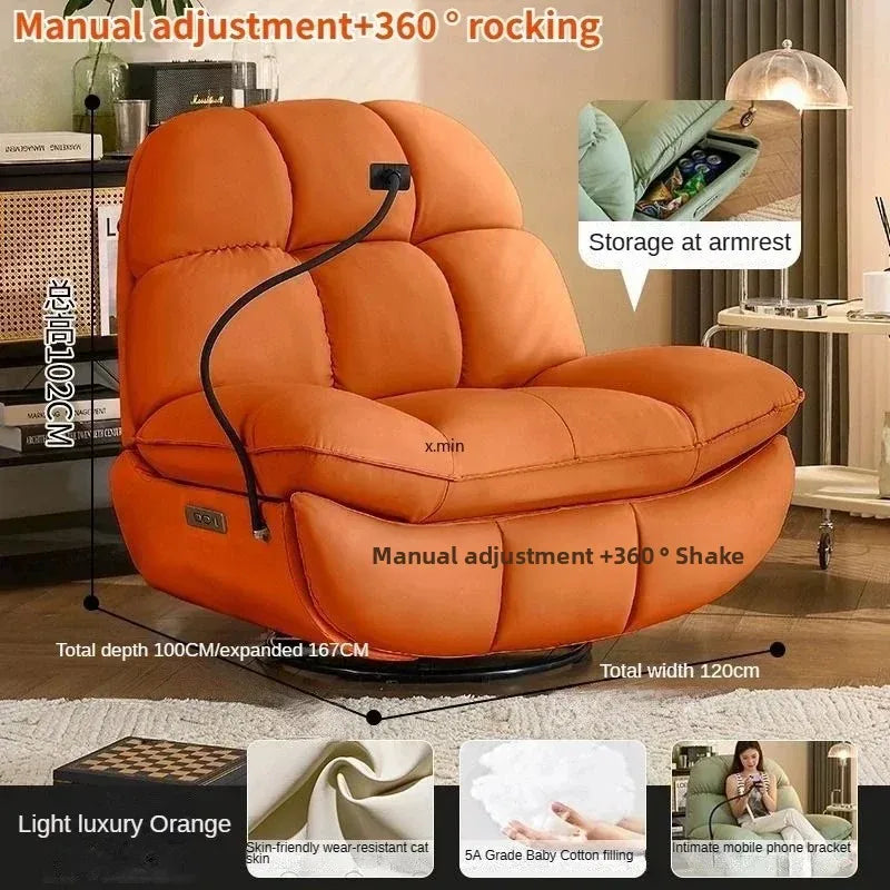 Smart Electric Lazy Sofa Recliner Single Leisure Chair with Sleep Function for Modern Living Room Lounge  Leather Sectional Sofa