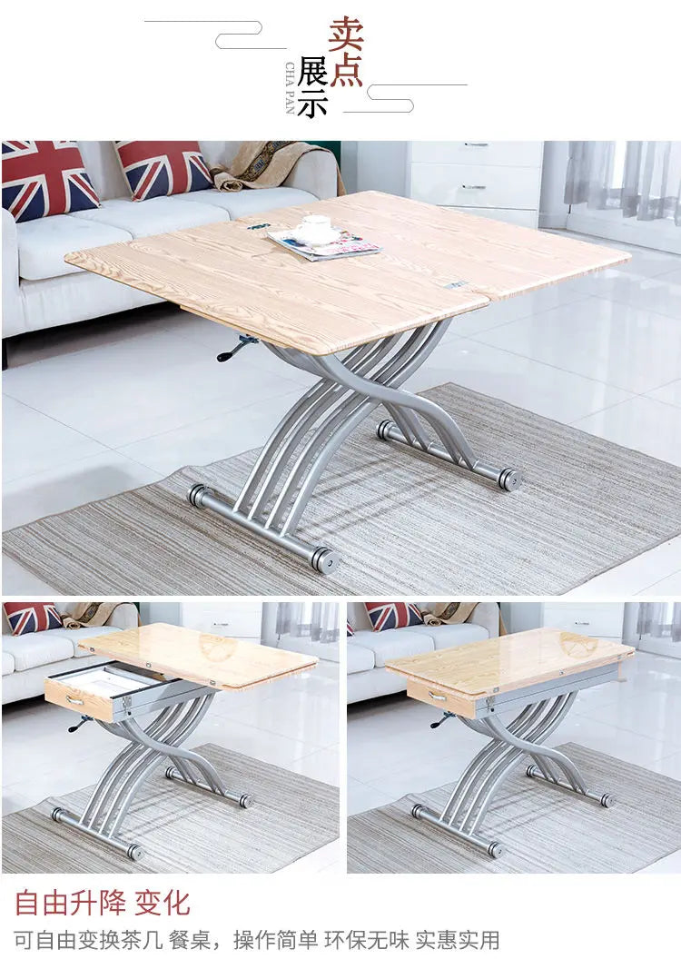 Lifting coffee table folding telescopic household dining table dual-purpose creative simple small apartment living room
