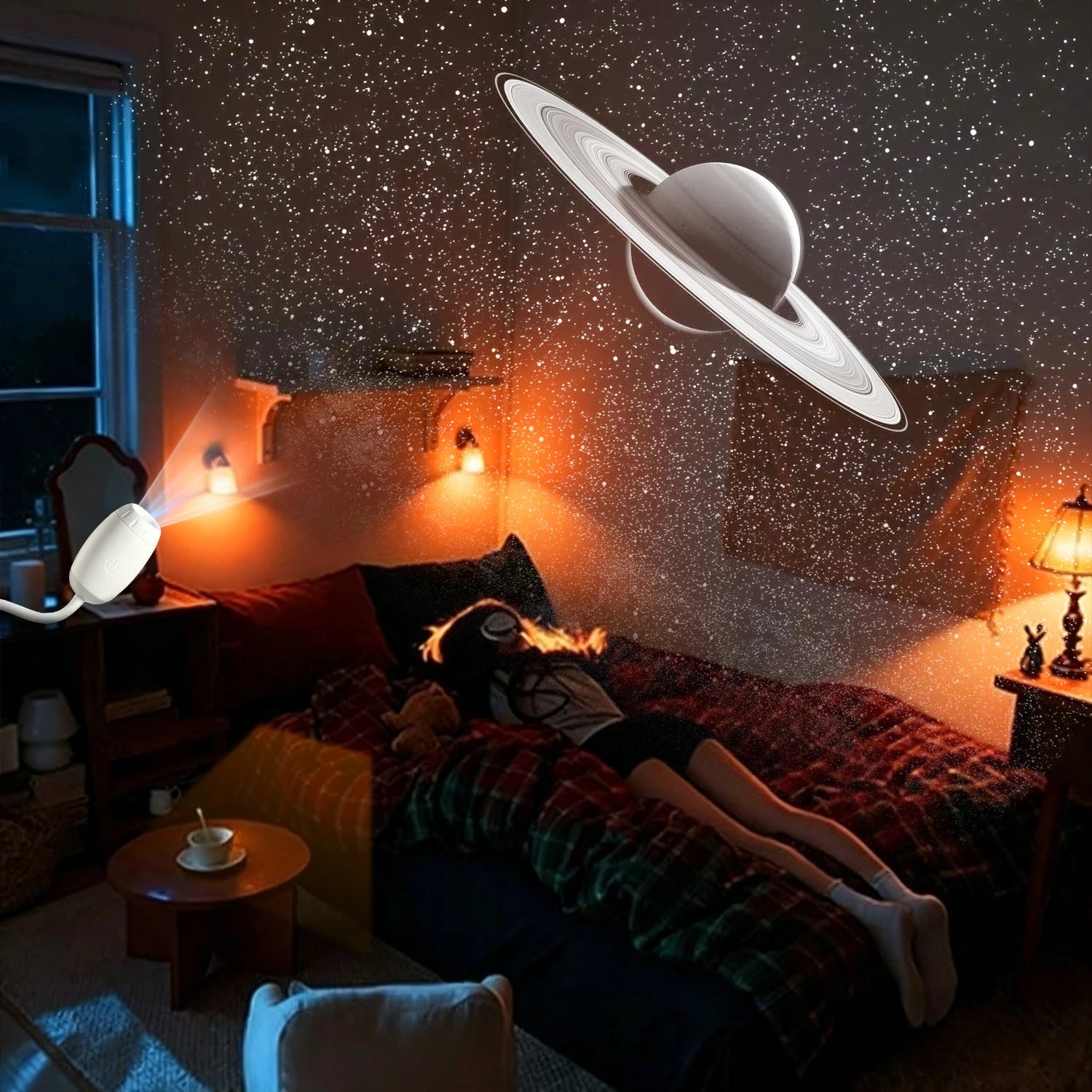 Mini Galaxy Star Projector Two In One Night Light Home Background Atmosphere Light Bedroom Car Decoration Children's Gift