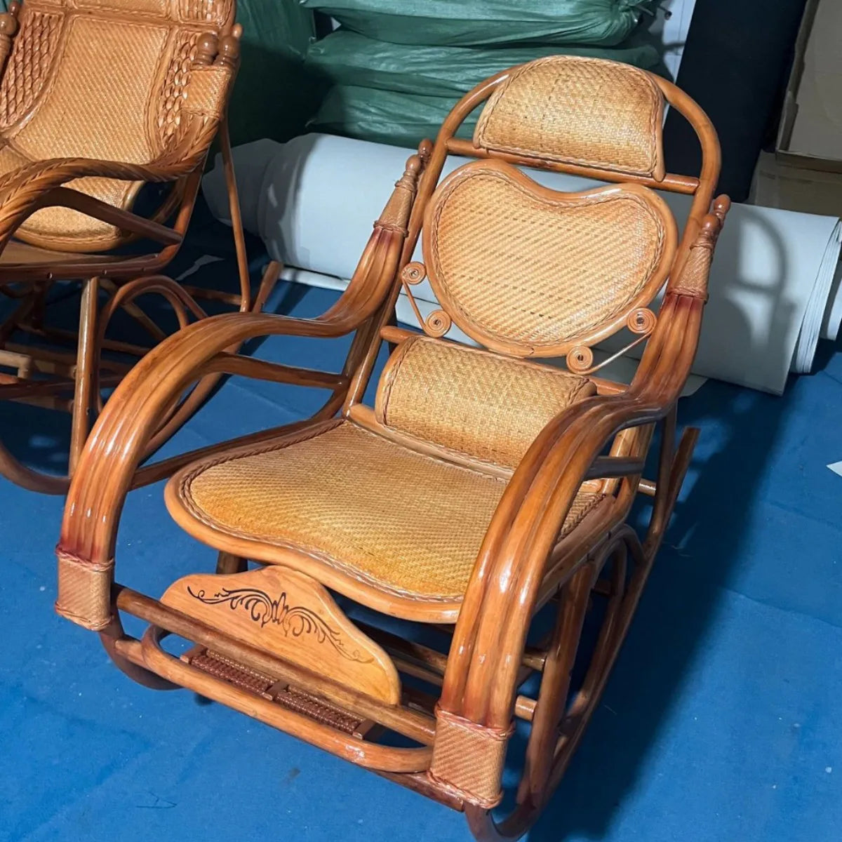Home Balcony Leisure True Vine Elderly Rocking Chair Reliable Back Braided Rattan Chair Living Room