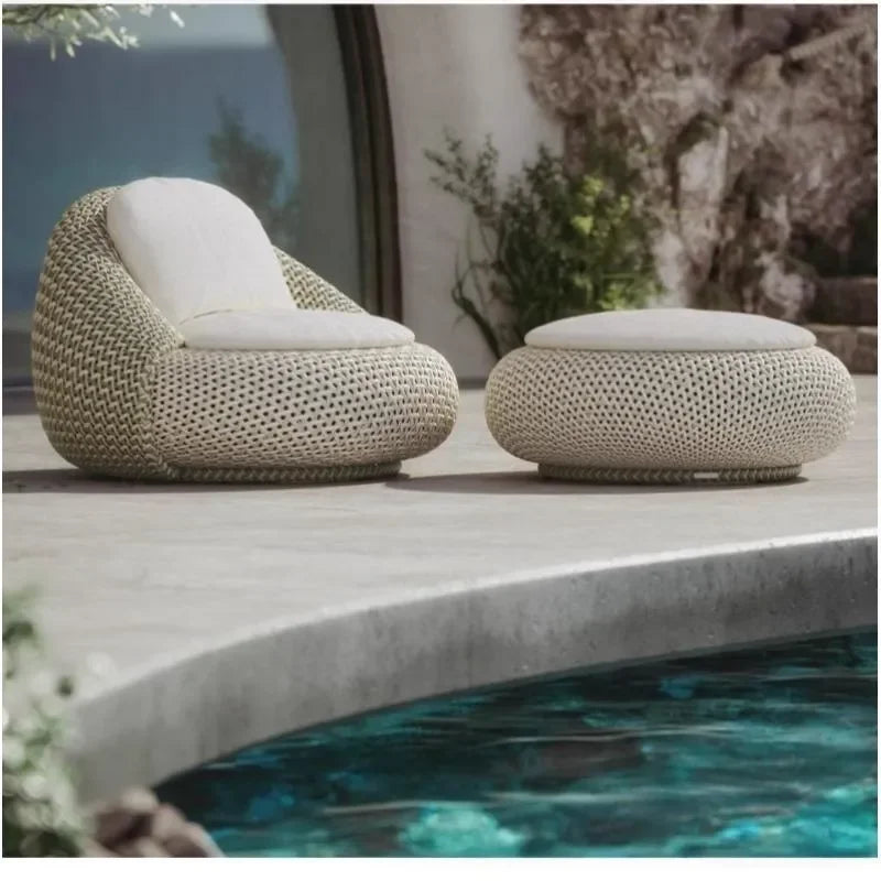 for Outdoor Rattan Sofa Waterproof Sunscreen Aluminum Alloy Courtyard Villa Balcony Terrace Sun Room Bed and Breakfast