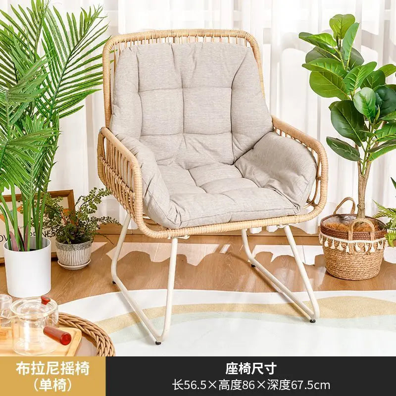Rattan woven rocking chair Home leisure creative nap balcony adult living room modern garden handmade lounge chair