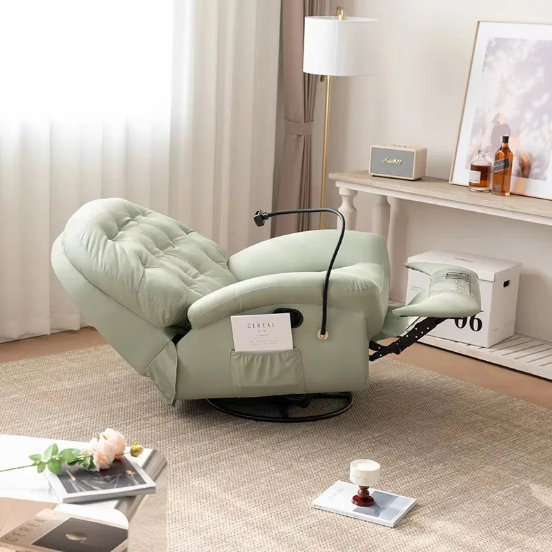 Modern Single Sofa Chair Multifunctional Sleepable Reclining Lazy Sofa Chair Rocking Lying Extendable for Home Living Room