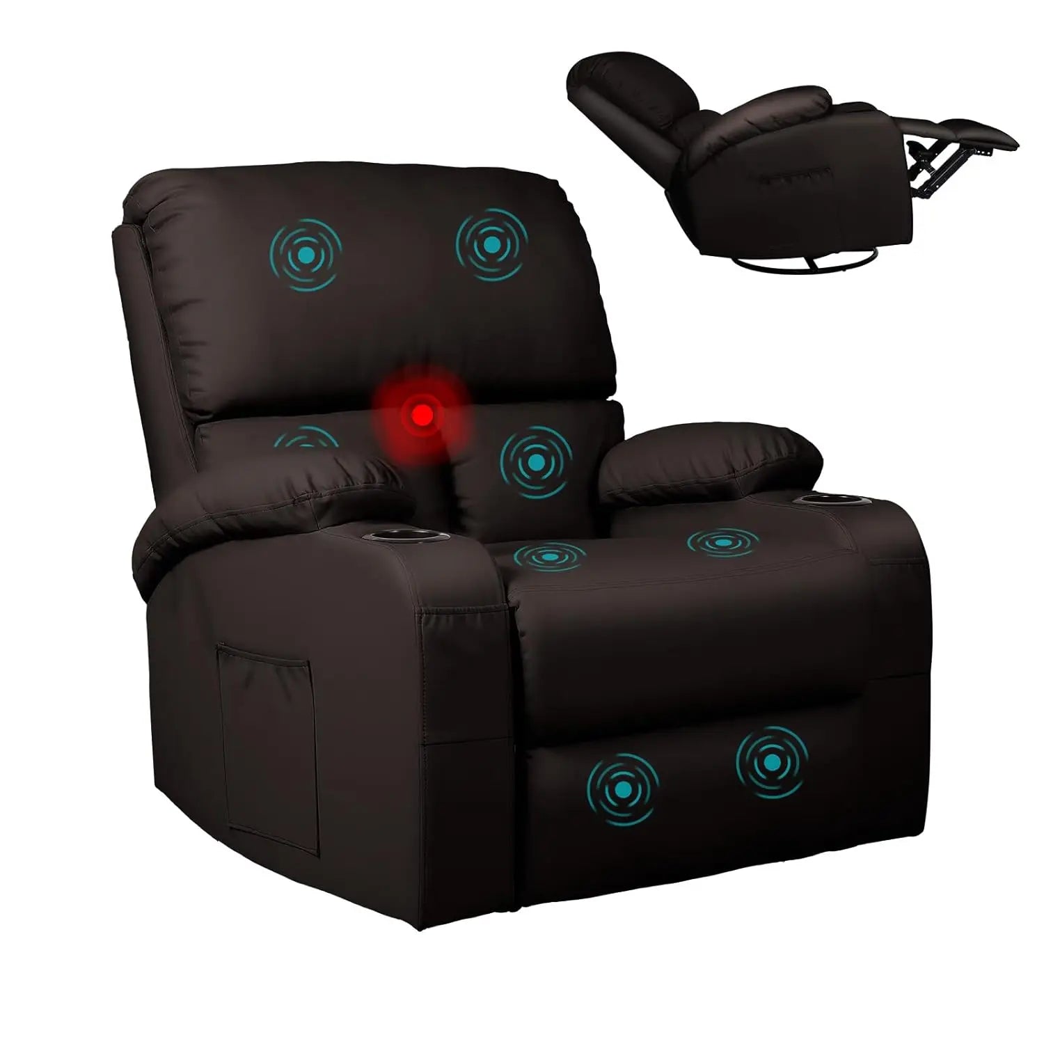 #Rocking Recliner Chair Massage Heat Swivel Living Room Bedroom Nursery