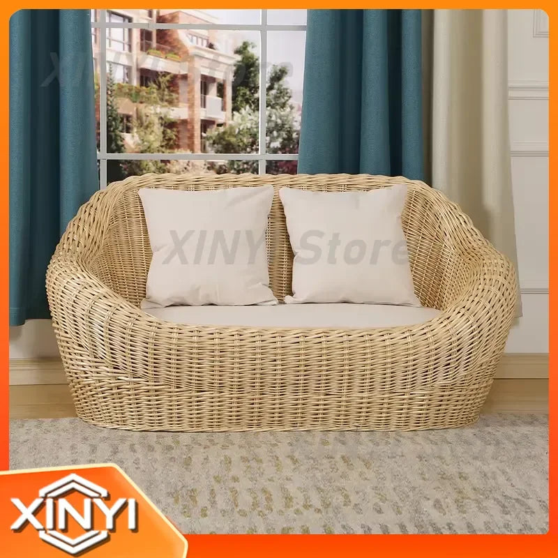 Rattan Wicker Sofa Chair for Indoor Outdoor Use Tatami Balcony Bedroom Living Room Decor Casual Single Double Triple Seating
