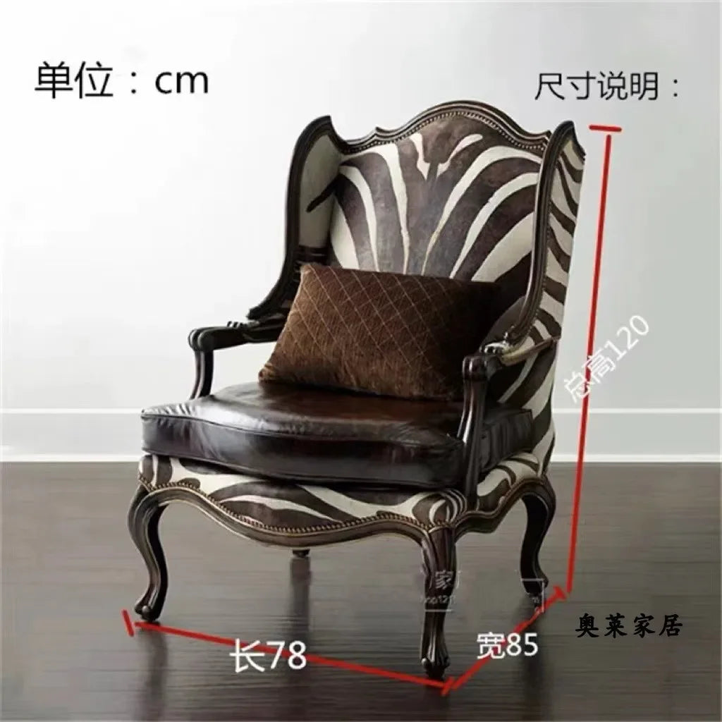 Z138American solid wood living room fabric, chair sofa single sofa European balcony French leisure chair